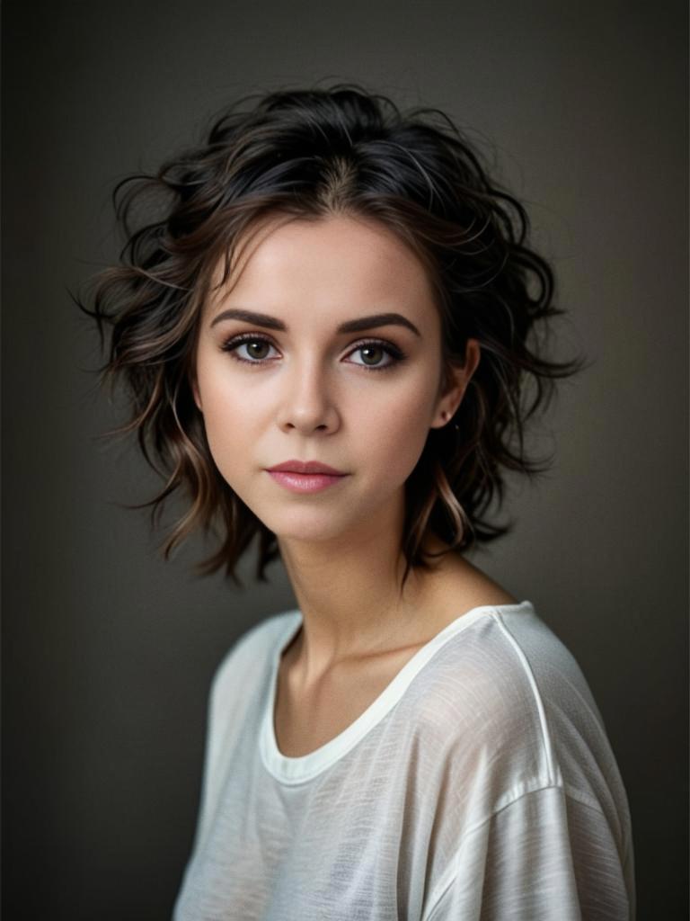 Woman with Wavy Hair and Natural Makeup