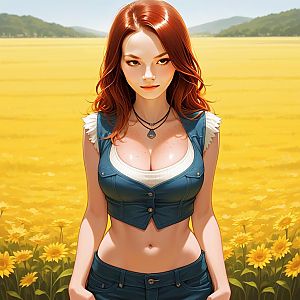 Confident Woman in Sunflower Field