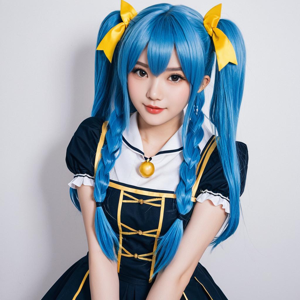 Amamiya Kokoro Blue Hair Cosplay in Navy Sailor Outfit