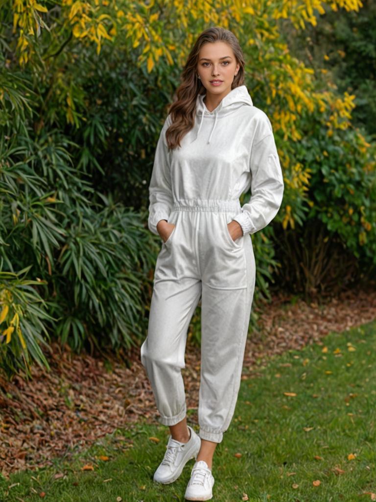 Woman in White Tracksuit Outdoors