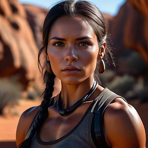 Confident Woman in Desert Landscape