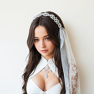 Elegant Bridal Portrait with Lace Gown