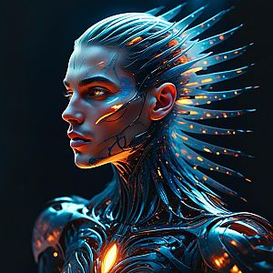 Futuristic Biomechanical Woman with Cybernetic Design