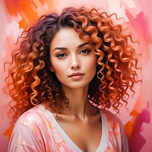 Vibrant Portrait of Woman with Orange Curly Hair