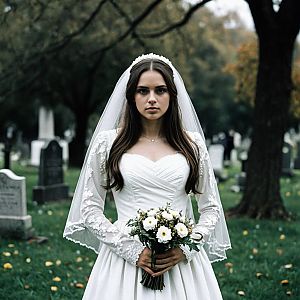 Vintage Bride in Cemetery
