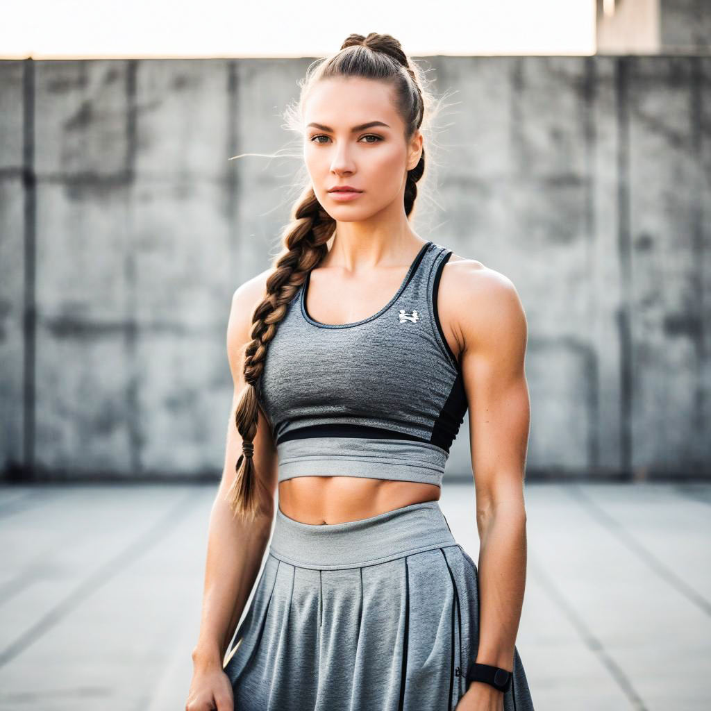 Fit Woman in Athletic Wear Against Urban Backdrop