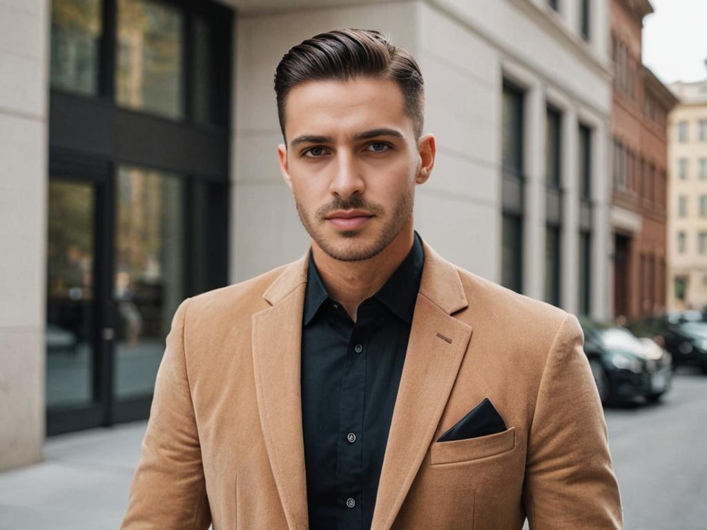 Modern Man in Sleek Suit in Urban Setting