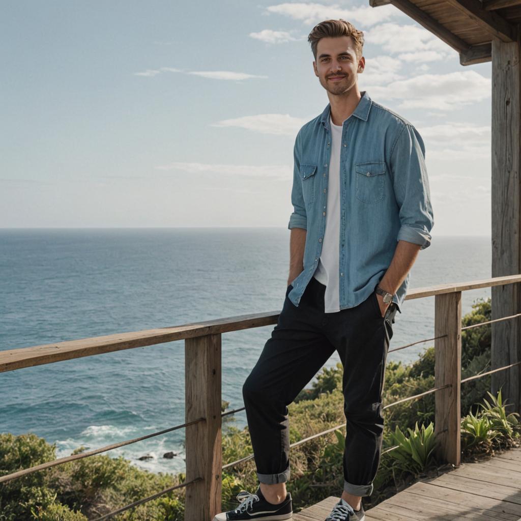 Confident Man on Ocean Deck