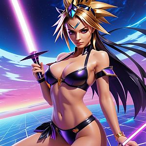 Futuristic Woman Warrior with Energy Sword in Sci-Fi Digital Art