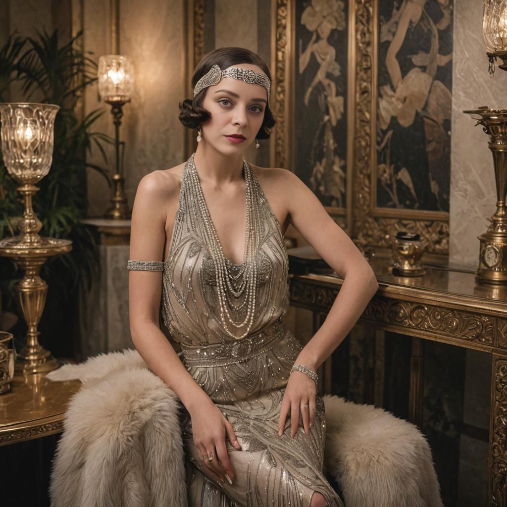 Elegant Woman in Great Gatsby Style - Roaring Twenties Fashion