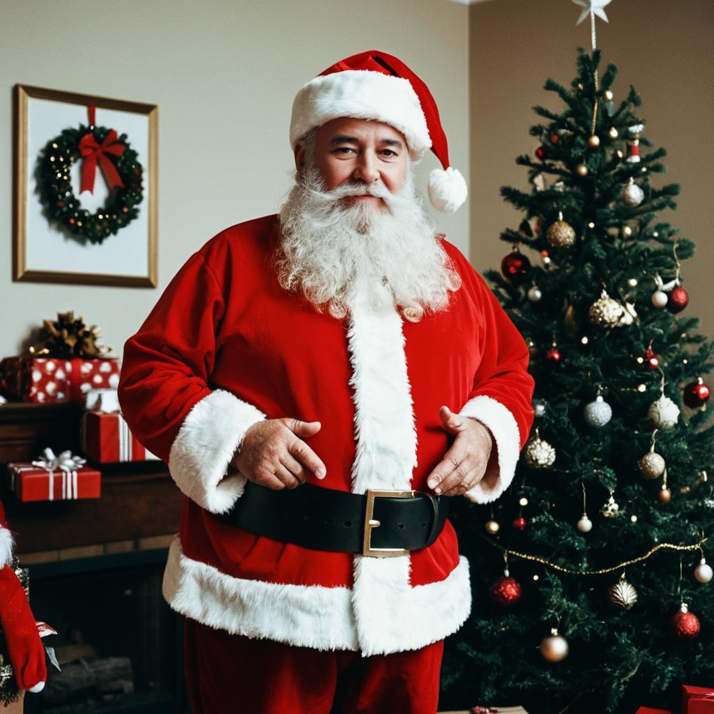 Cheerful Santa Claus in Festive Room Cheerful Santa Claus in Festive Room