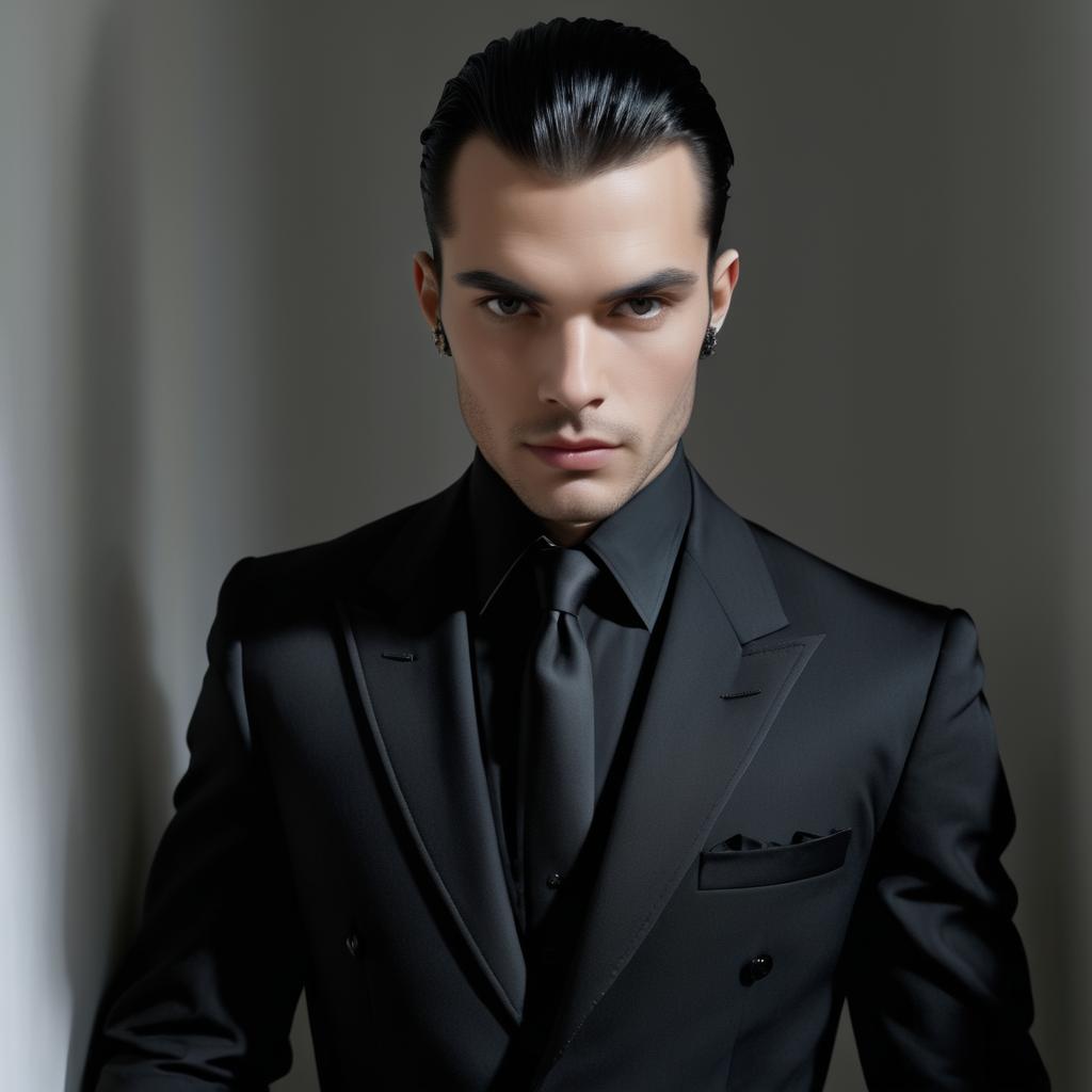 Confident Man in Black Suit