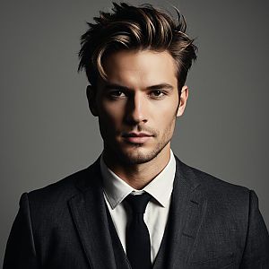 Confident Young Man in Dark Suit