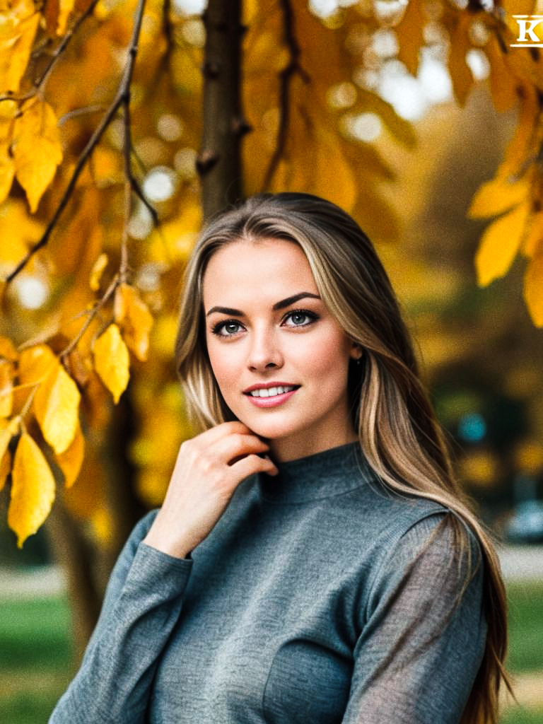 Young Woman in Autumn Leaves