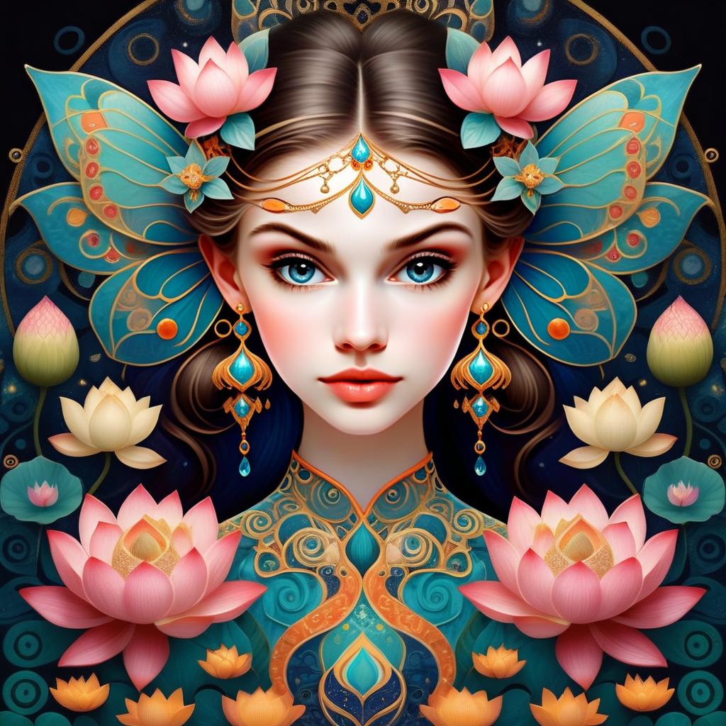 Regal Woman with Intricate Jewelry and Floral Accents Regal Woman with Intricate Jewelry and Floral Accents
