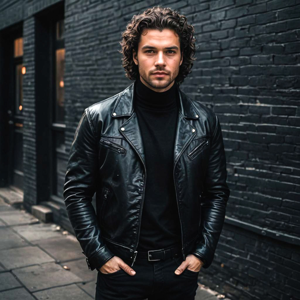 Stylish Young Man in Leather Jacket