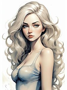Digital Semi-Realistic Portrait of Woman with Long Blonde Hair