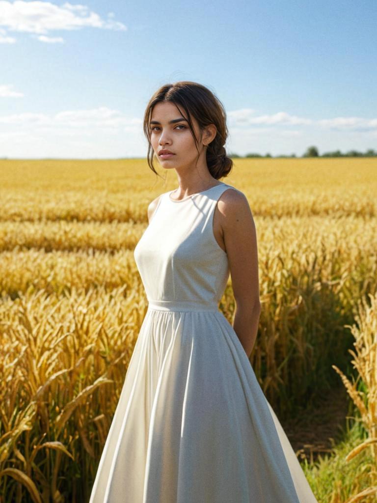 Serene Woman in Wheat Field