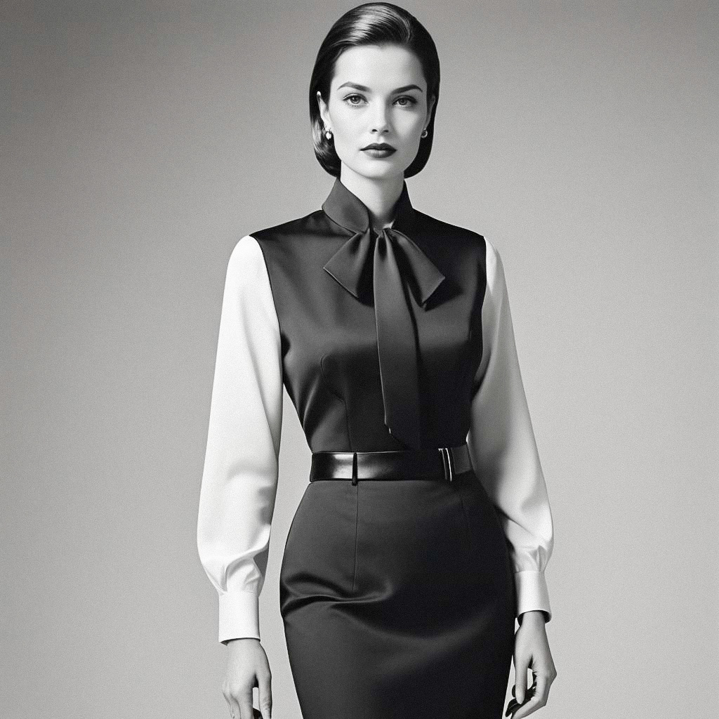 Elegant Black and White Portrait of Poised Woman