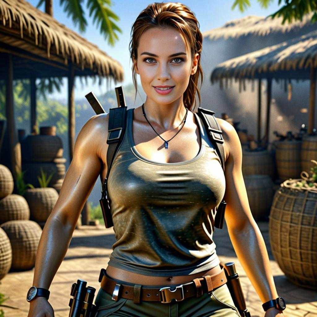 Female Adventurer in Jungle Inspired by Lara Croft