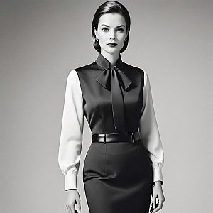 Elegant Black and White Portrait of Poised Woman