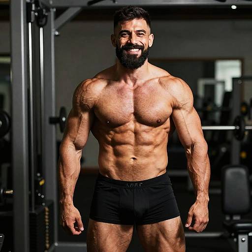 Muscular Man Showing Fit Body in Gym Fitness Workout