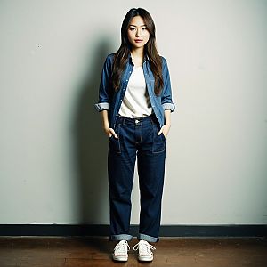 Confident Woman in Casual Denim Outfit