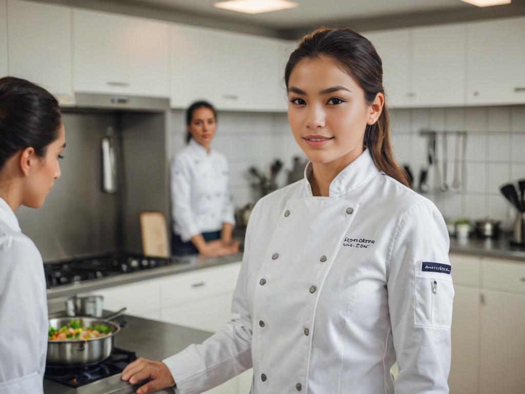 Confident Woman Chef in Modern Kitchen