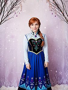 Woman in Winter Costume with Floral Embroidery