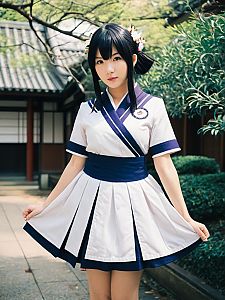 Realistic Naru Osaka Cosplay - Woman in Traditional Sailor Costume