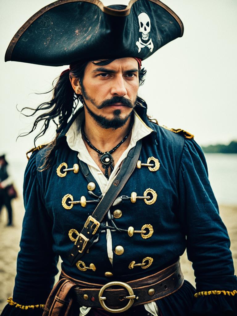 Man in Detailed Pirate Costume Waist Up Editorial Cosplay Portrait