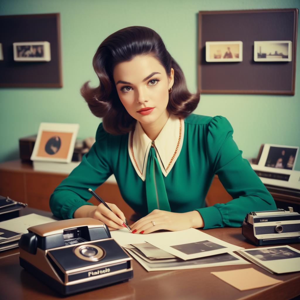 Vintage Glam Woman at Desk