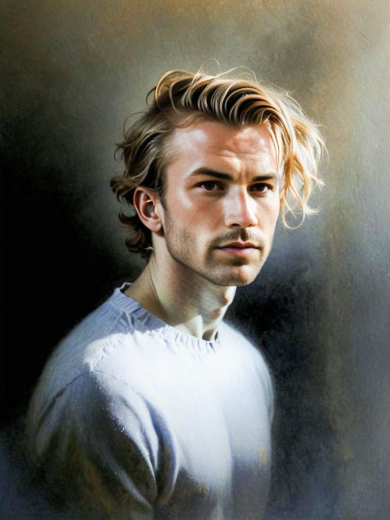 Thoughtful Man with Tousled Blonde Hair