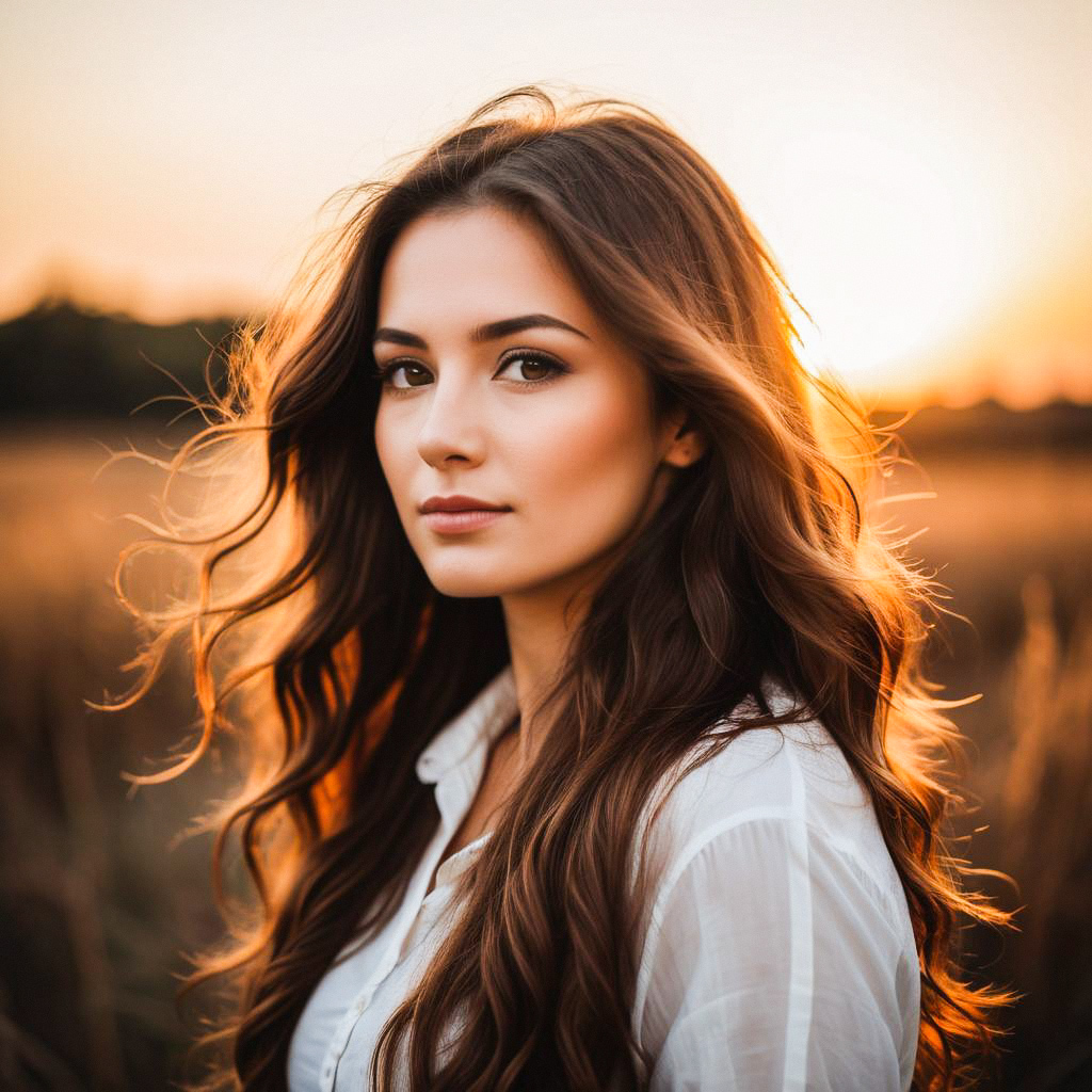 Young Woman in Golden Hour Portrait