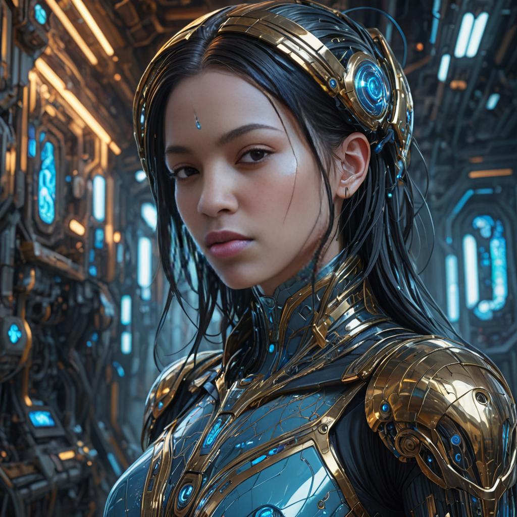 Beautiful Female Android in Tears - Sci-Fi Fantasy