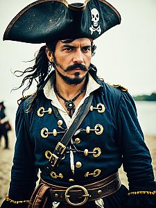 Man in Detailed Pirate Costume Waist Up Editorial Cosplay Portrait