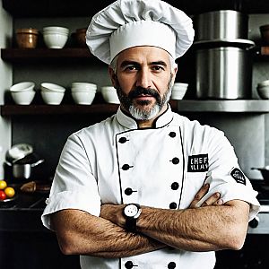 Confident Male Chef in Professional Kitchen