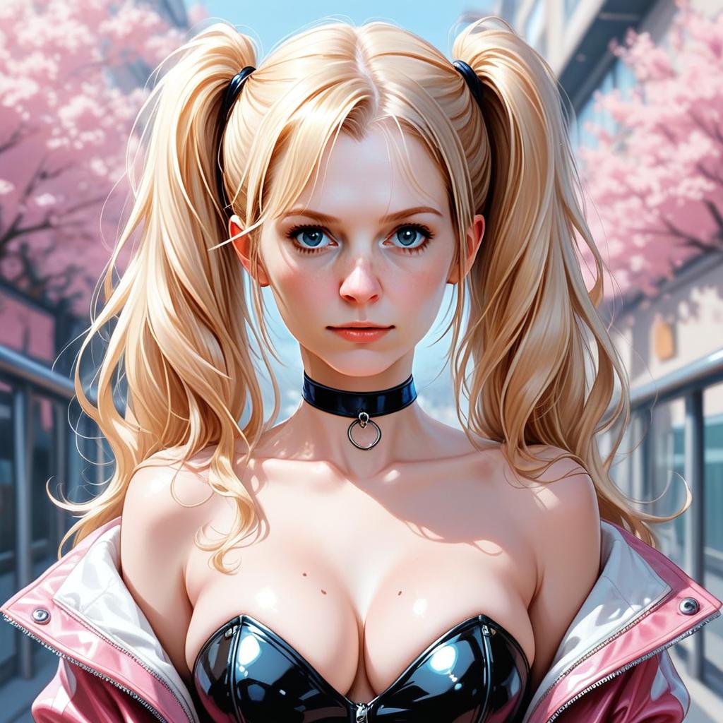 Portrait of a Confident Young Woman with Blonde Ponytails
