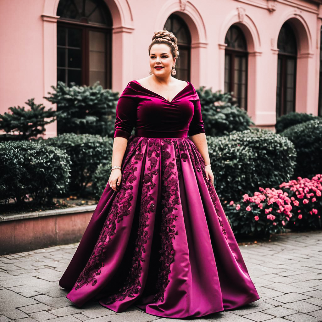 Elegant Woman in Magenta Ball Gown