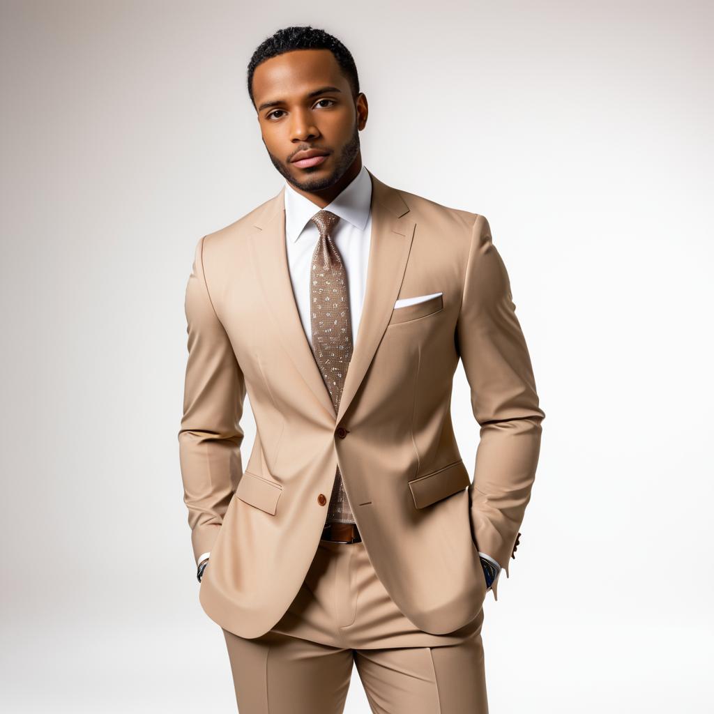 Stylish Man in Tailored Beige Suit