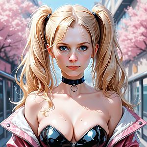 Portrait of a Confident Young Woman with Blonde Ponytails