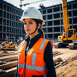 Woman Engineer at Construction Site