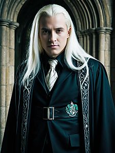 Photorealistic Man in Harry Potter Lucius Malfoy Villain Costume