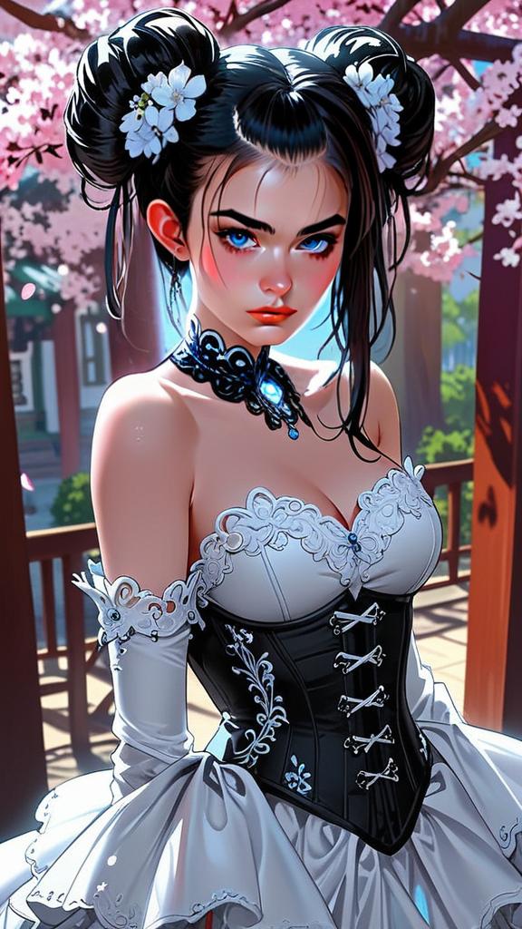 Elegant Woman in Cherry Blossoms Elegant Woman in Cherry Blossoms