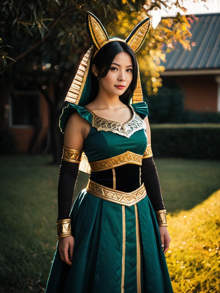 Realistic Photo of Woman in Paninya Cosplay Costume with Egyptian Style