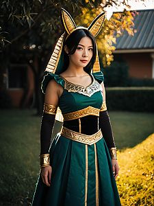 Realistic Photo of Woman in Paninya Cosplay Costume with Egyptian Style
