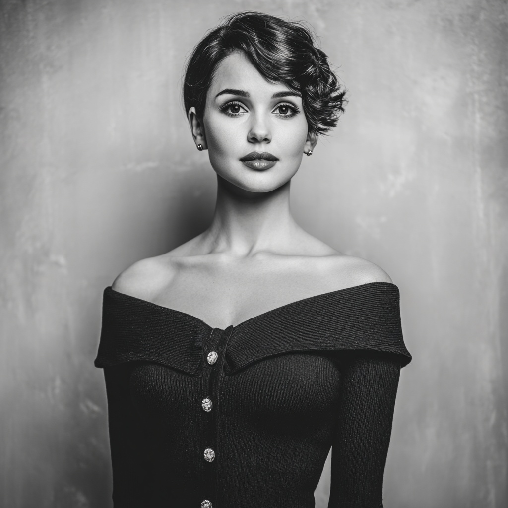 Elegant Black and White Portrait of a Woman Elegant Black and White Portrait of a Woman