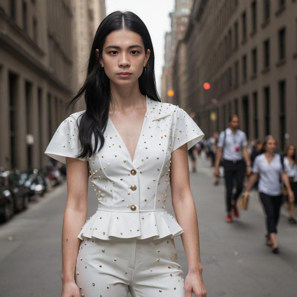 Olivia in Unique Frisbee Outfit at NYC Fashion Week