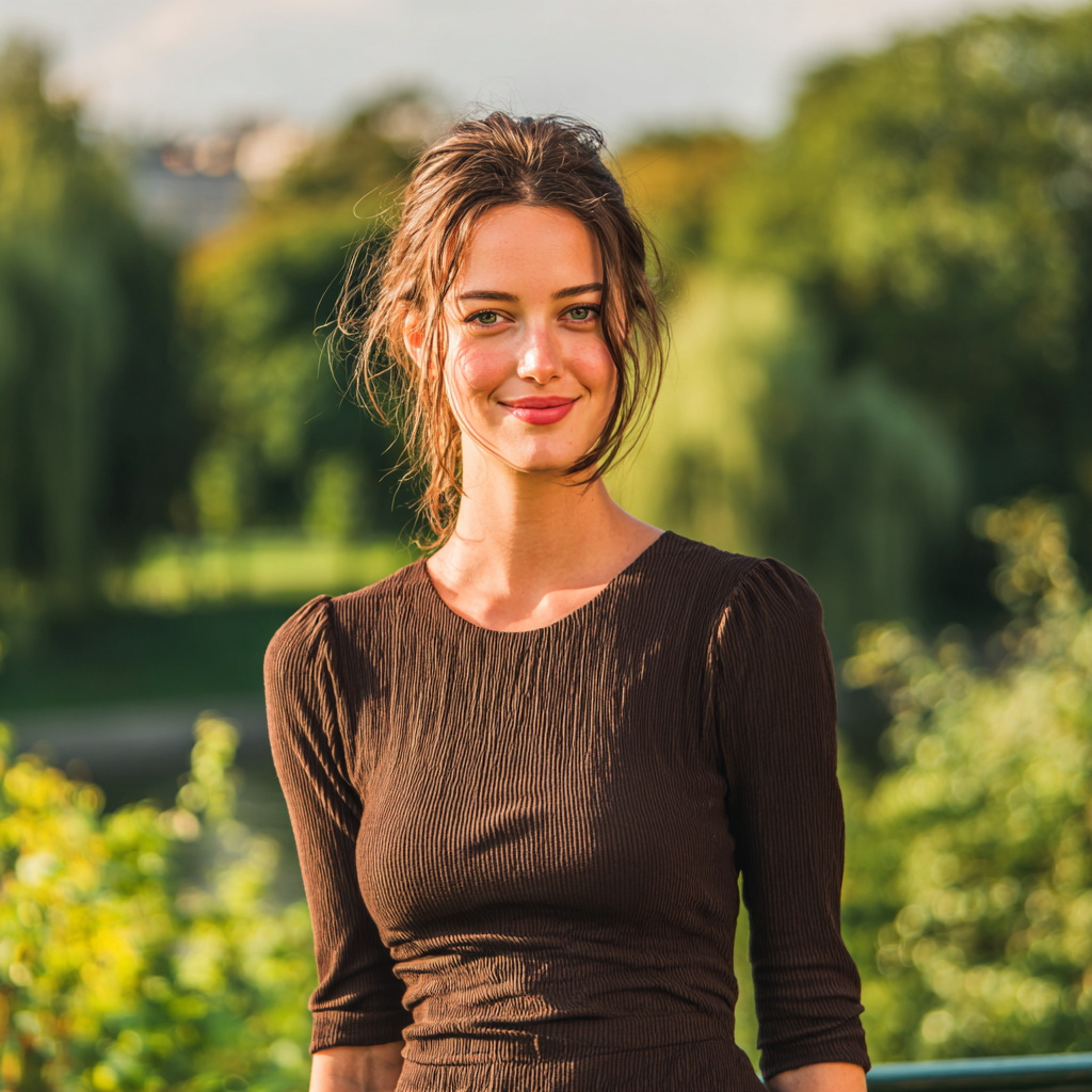Smiling Woman Outdoors in Natural Light Smiling Woman Outdoors in Natural Light