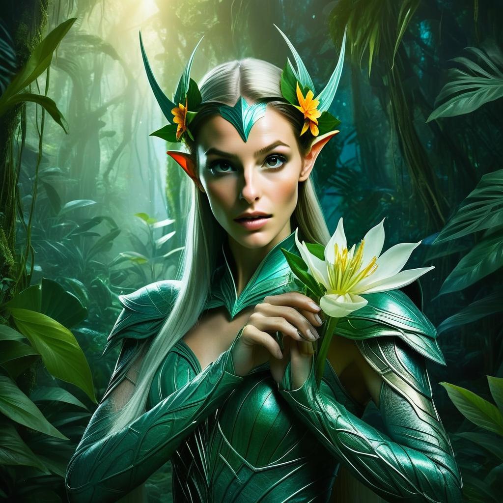 Elven Warrior Portrait in Mystical Forest Elven Warrior Portrait in Mystical Forest